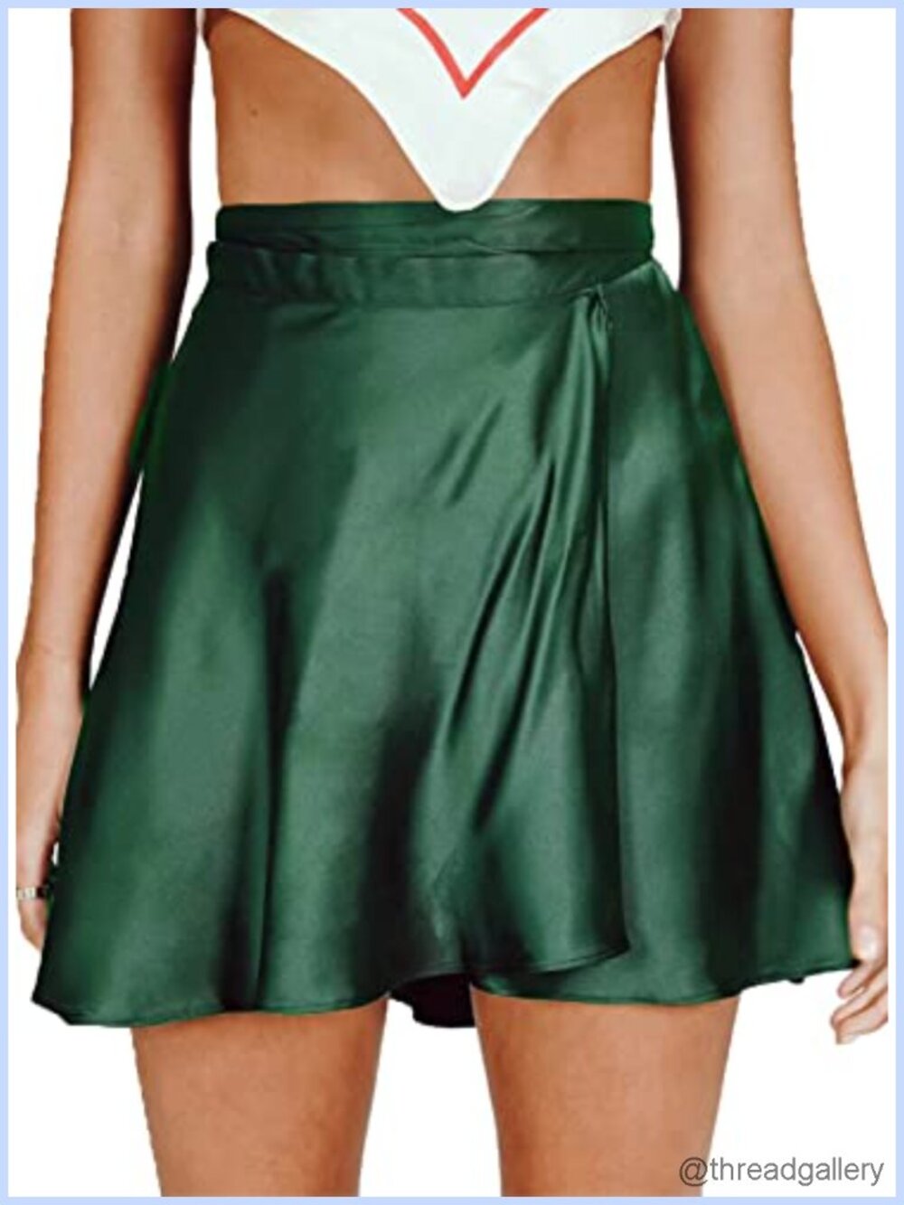 Satin Wrap Mini Skirt High Waist Self Tie A-Line Flared Hem